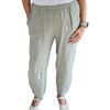 Linen button trousers