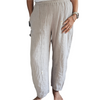 Linen button trousers