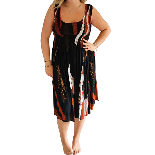 Elasticated bodice knee length dress