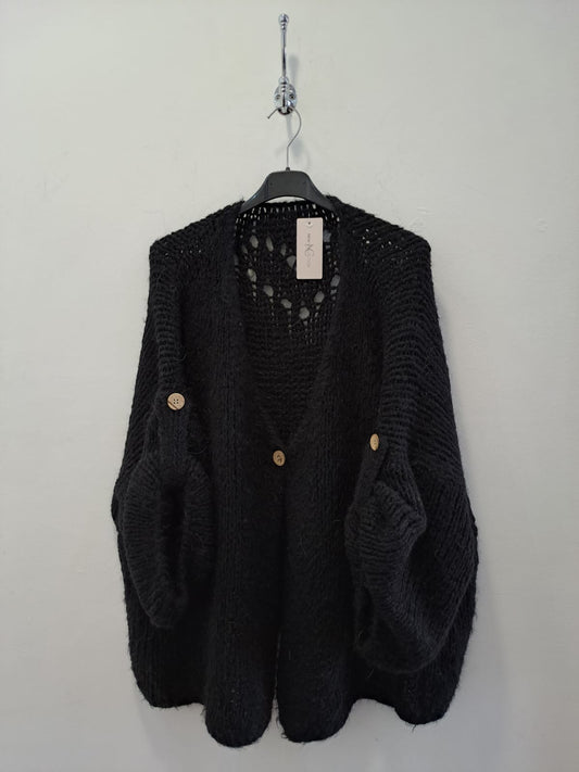 Long Sleeved Knitted Cardigan with Heart Detail