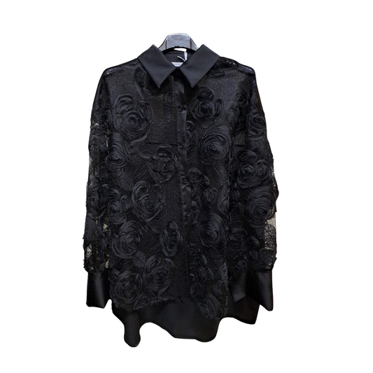 Rose Detailed Long Sleeved Shirt
